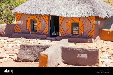 Basotho Cultural Village In Drakensberg Mountains South Africa Stock