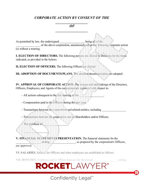 free unanimous consent template and faqs rocket lawyer