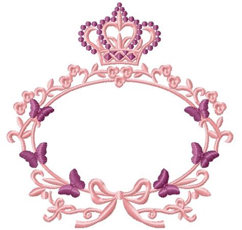 Crown And Frame With Butterflies Monogram Frame Embroidery Design