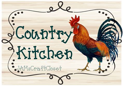 Country Kitchen Rooster Digital Graphic Svg Png Jpeg Download Positive
