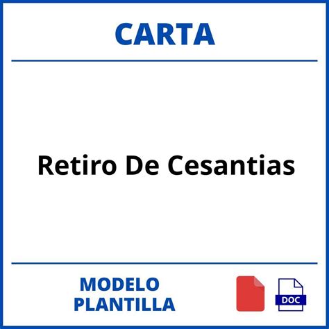 Modelo Carta Para Retiro De Cesantias Word Plantilla Images And