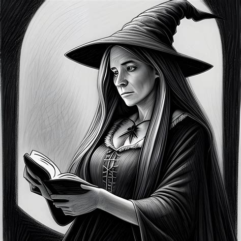 Pencil Sketch Of Female Portrait Of A Witch With Long Hair Readi Arthub Ai