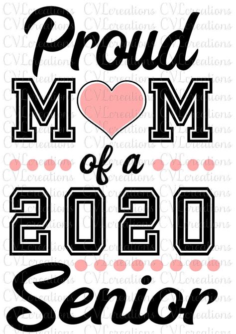 Proud Mom Of 2020 Senior Digital Files Svg Png Dxf Etsy