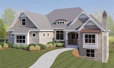 They range in shape and size, but most offer multiple levels and are usually built on a basement to accommodate the terrain. Craftsman House Plan with RV Garage and Walkout Basement ...