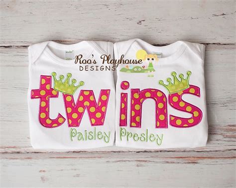 Personalized Matching Twin Girl Shirts Twins Shirt Twin Embroidered