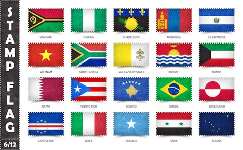 Premium Vector Set Of Stamps With Official Country Flags