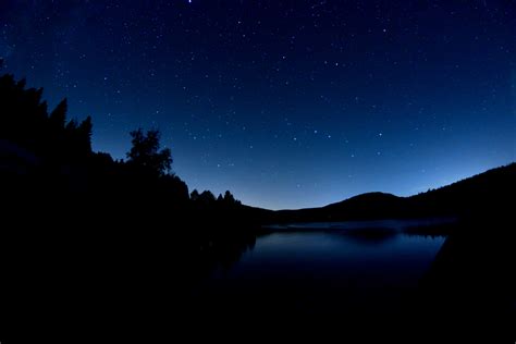 Download Wallpaper 6000x4000 Lake Dark Night Starry Sky Landscape