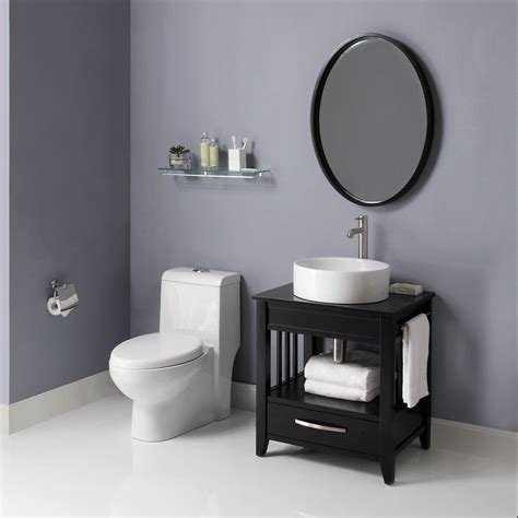 When your bathroom is short on space, the right vanity can help you live larger within your limited square footage. Decolav 5360 Ambrosia Black Bathroom Vanity, Solid Wood frame