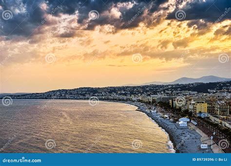 Sunset In Nice France Stock Photo Image Of Famous Street 89739396