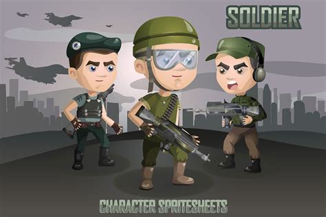2d Game Soldiers Character Sprites Sheets Behance