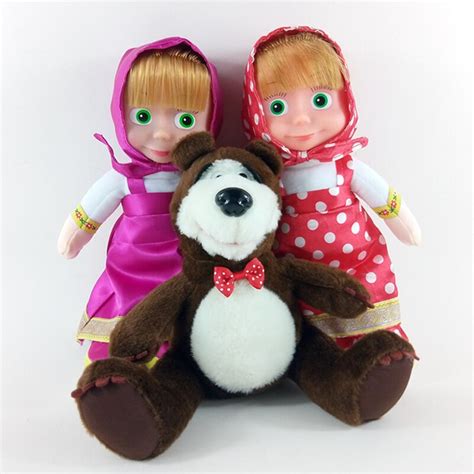 22cm Mini Russian Masha And Bear Toys Plush Adora Doll Martha Bear Matryoshka Russian Doll
