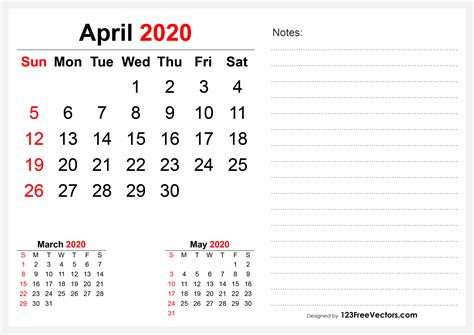 Free 2020 April Desk Calendar Design