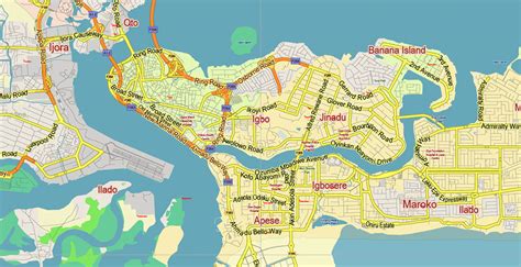 Lagos State Nigeria Pdf Vector Map Full Extra High Detailed Admin