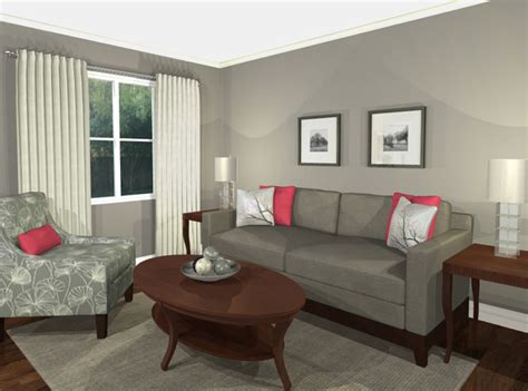 Virtual Design Living Room Grey Pink Contemporary Living Room