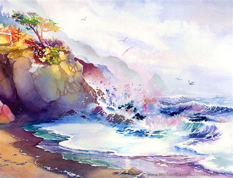 Coastal Colors Watercolor Seascape Art Print By Michael Etsy Ocean