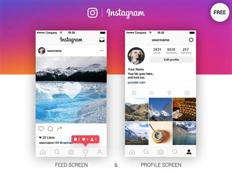 New Instagram App Ui Template Free Psd Download Psd
