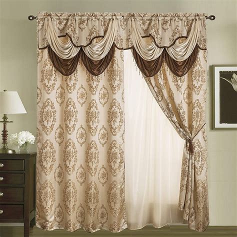 Buy Rod Pocket Jacquard Window 84 Inch Length Curtain Drape Panels W