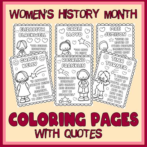 Women S History Month Coloring Pages With Inspirational Quotes Whm