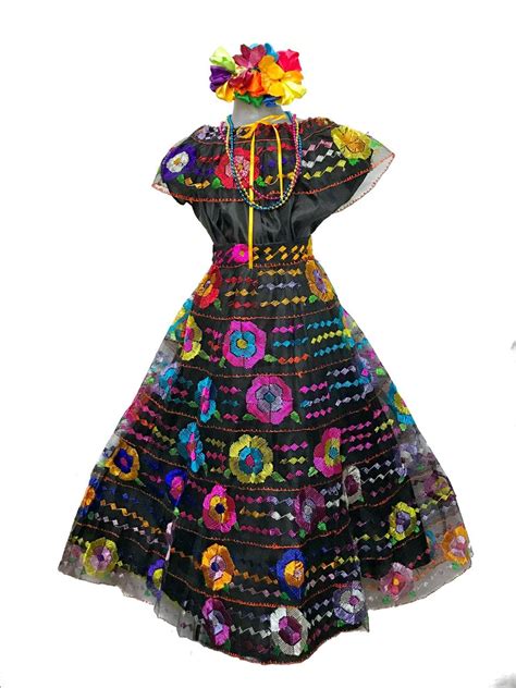 Vestido Regional Chiapas Chiapaneca 7 Olanes Niña 8 Años Chido Boutique Mexico