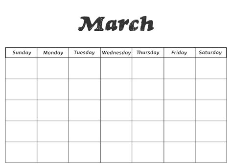 Mypicsainmarin Blank March Calendar