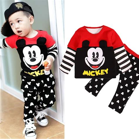 2pcs Disney Baby Boy Clothing Mickey Kids Clothes Girls Fall Outfits