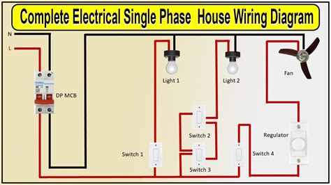 Complete Electrical Single Phase House Wiring Diagram Youtube