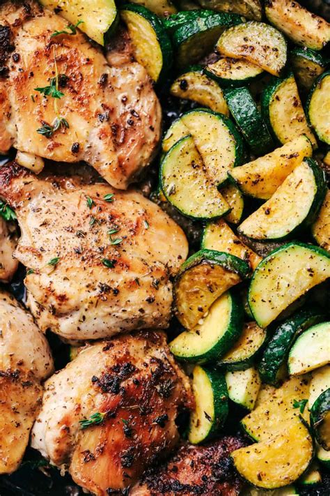 Sheet pan balsamic chicken is a one pan meal with everything you need for a complete dinner. Buttery Garlic Herb Chicken with Zucchini | The Recipe Critic