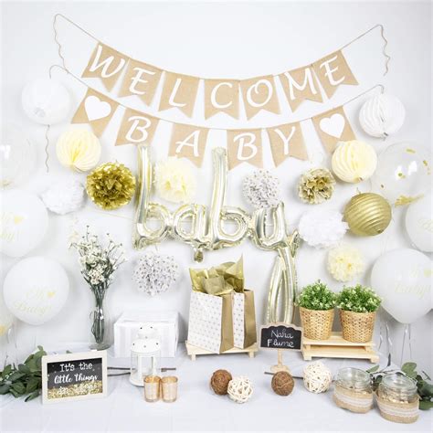 Buy Rustic Baby Shower Decorations Neutral 40pc Set Burlap Welcome