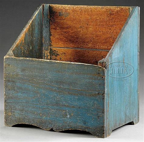 Open pine firewood storage box, circa 1870. Sold Price: NEW ENGLAND WOOD BOX IN BLUE PAINT. - August 3 ...