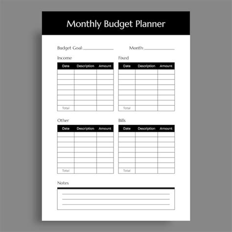 Planejador De Orçamento Mensal Simples E Elegante Vetor Grátis