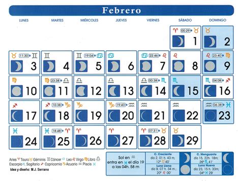 Calendario Luna Menguante Febrero 2021