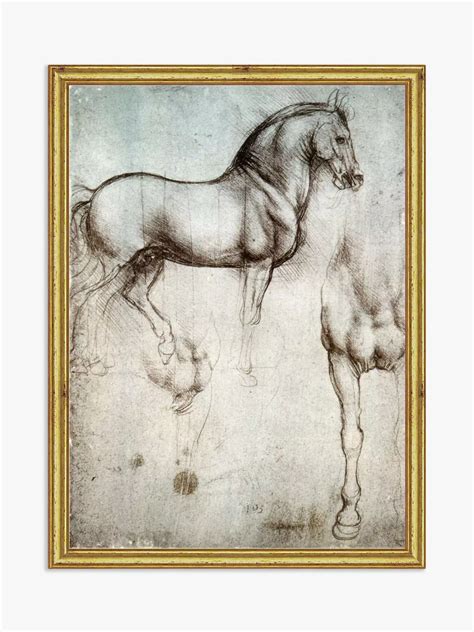 Leonardo Da Vinci Study Of Horse Wood Framed Print 21 X 16cm