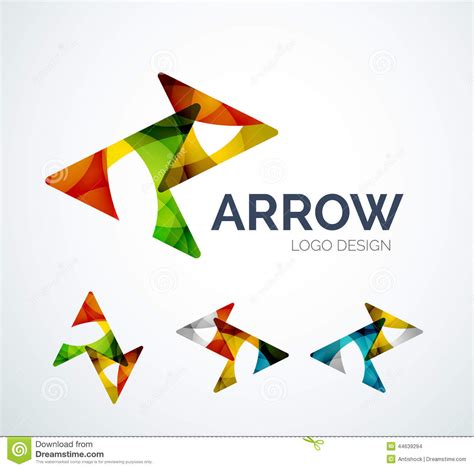 Arrow Icon Logo Design Made Of Color Pieces Stock Vector Illustration