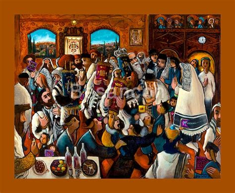 Simchat Torah Dance Rabbi Yitzchak Besancon Oil On Canvas