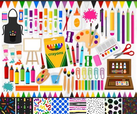 200 Art Supplies Clipart And Patterns Art Clipart Painting Etsy