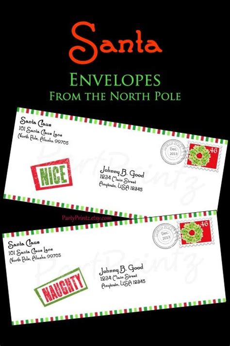 Santa and his reindeer ride across this faux postmark to adorn your holiday envelopes, tags and packages. Printable - Santa Envelope from his North Pole Workshop - Custom Sant…