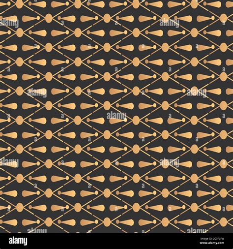 Golden Abstract Seamless Pattern Repeat Ornament On Black Limitless