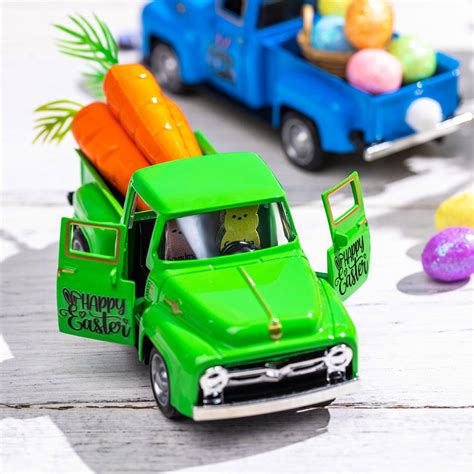Custom Easter Truck With Eggscarrots Pink Vintage Farm Pickup