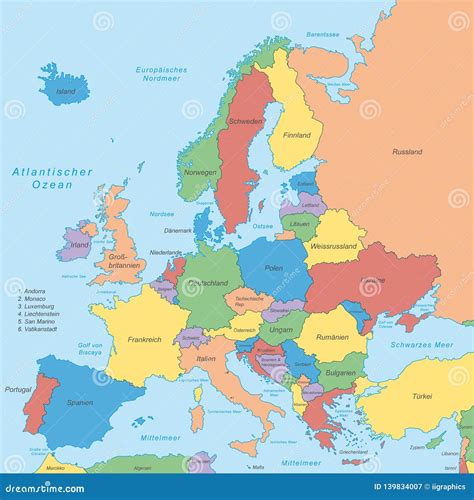 Europa Mappa Politica Di Europa Illustrazione Di Stock