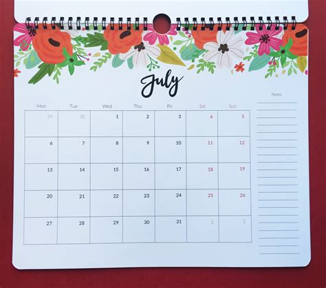 Floral Wall Calendar 2022 Planificador Mensual Calendario Etsy