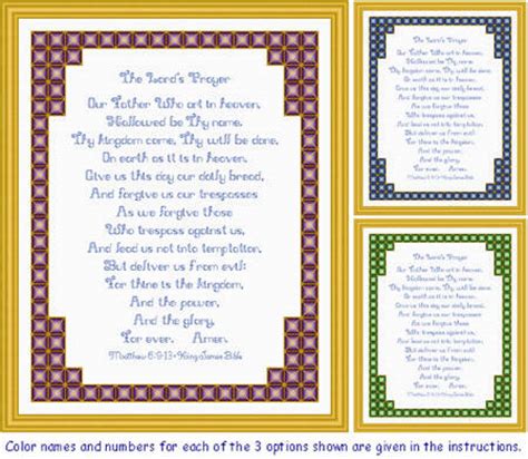 With over 200 designs, you'll find something here that is perfect for your next cross stitch project. The Lord's Prayer Cross Stitch Pattern religious