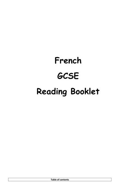 Pdf French Gcse Reading Booklet Dokumentips