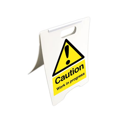 Caution Work In Progress White Standing Floor Sign First Safety Signs