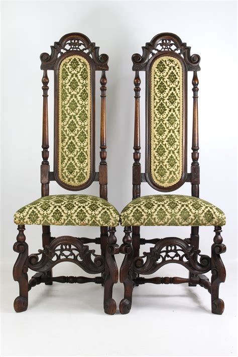 For example, you could cut the middle of the seat out of the chair and make it into a place to put your dog's food, or you could remove the legs that are broken and add padding to create a soft bed for your furry friend. Pair Antique Victorian Carolean Style Walnut Chairs