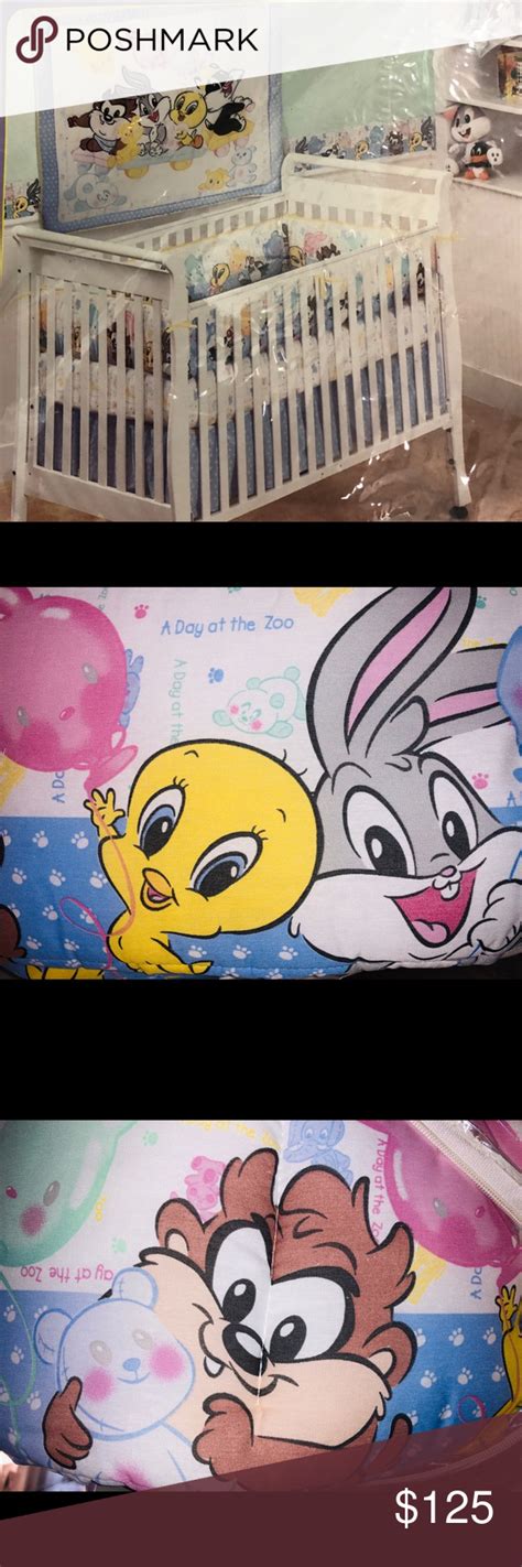 Vtg baby looney tunes crib blanket sheet bumper 1997 tweety bugs sylvester daffy. Vtg Looney Tunes Babies 3pc Crib DAY AT THE ZOO | Looney ...