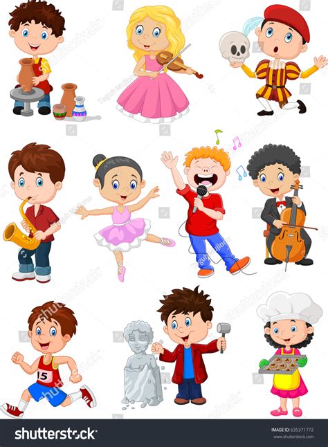 Cartoon Kids Different Hobbies Stock Illustration 635371772 Shutterstock