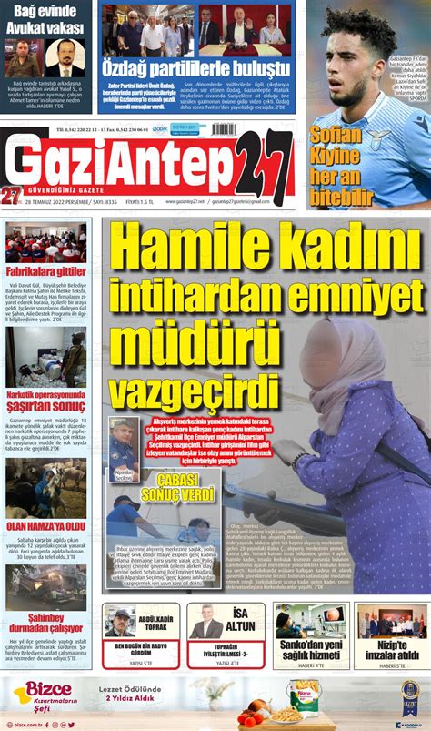Temmuz Tarihli Gaziantep Gazete Man Etleri