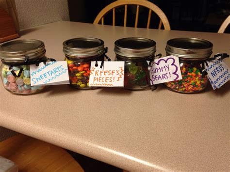 Sweet little surprise for boyfriend. Small Mason jars ... Everyone loves to be surprised by their better half.