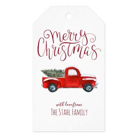 Primitive christmas decor red truck home for the holidays | etsy. Christmas Gift Tags - Vintage Red Truck | Zazzle.com ...