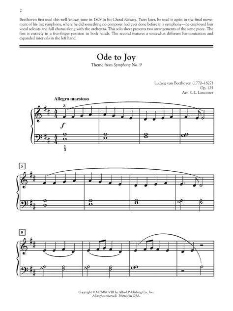 Beethoven Ode To Joy Sheet Music Piano Easy Ode To Joy Beethoven